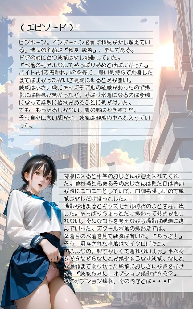 水着撮影会のはずが、いつのまにかおぢさんち〇ぽに沼る話1 モザイク版 メコ神 あいラビ サンプル画像