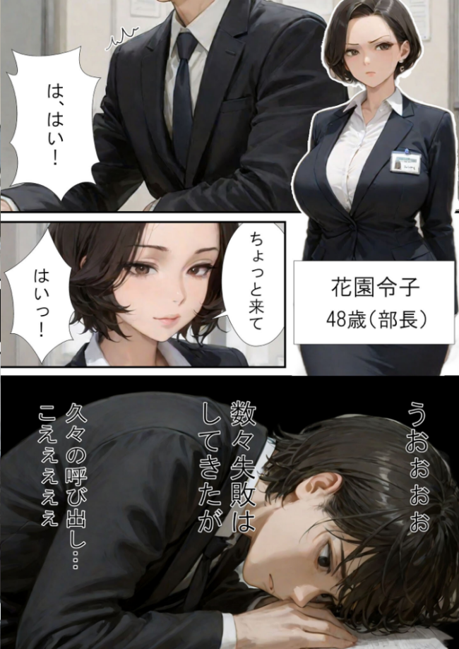 仕事で失敗ばかりの俺が人妻上司(48)と残業したら濡れ濡れセックス始まった話 モザイク版 ラブ熟 あいラビ サンプル画像