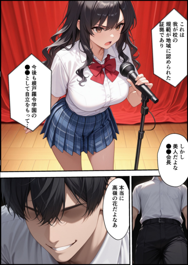 上級国民に支配された学園生徒会長が学園を守るため処女喪失ショーを行う話 モザイク版 バベル太郎 あいラビ サンプル画像