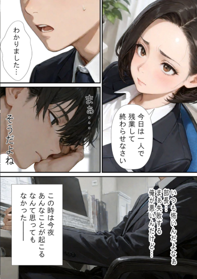 仕事で失敗ばかりの俺が人妻上司(48)と残業したら濡れ濡れセックス始まった話 モザイク版 ラブ熟 あいラビ サンプル画像