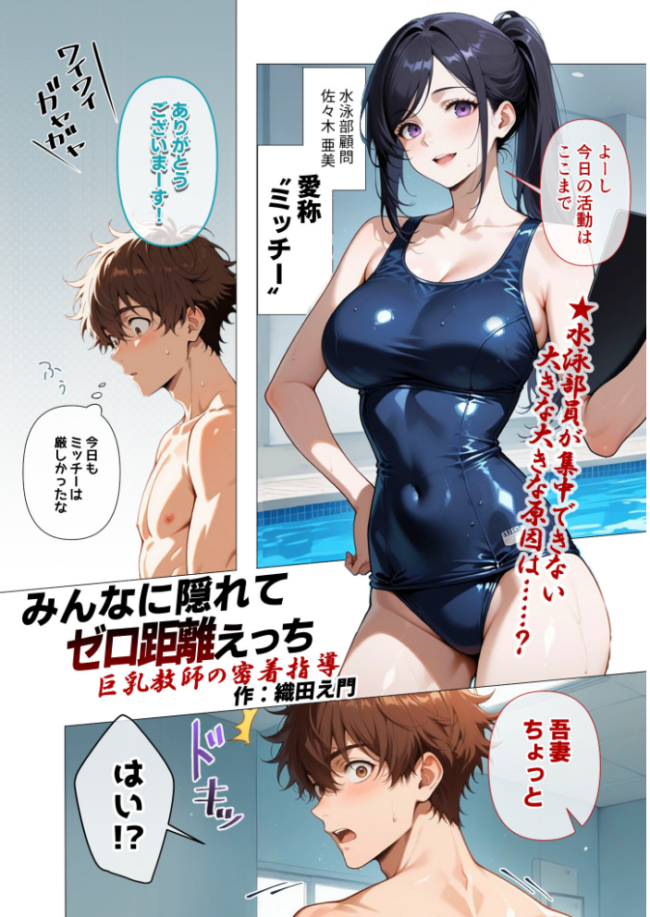 みんなに隠れてゼロ距離えっち 〜巨乳教師の密着指導〜 織田え門 サンプル画像