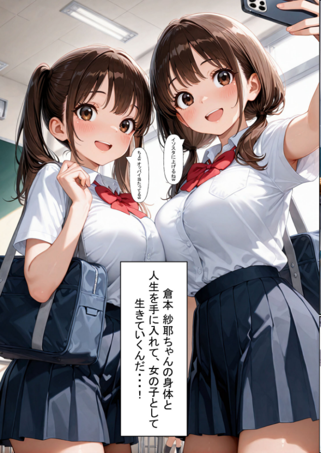 一方的な人生交換〜陰キャブサメンから クラス一の美●●に人生乗り換え〜 モザイク版 性転の空 あいラビ サンプル画像
